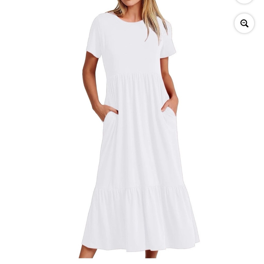 White Knit Maxi Dress with pockets